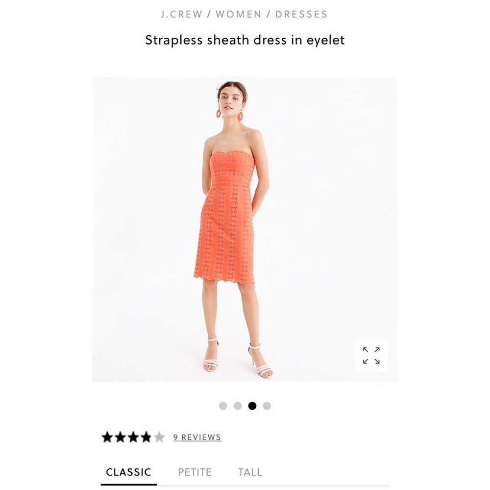 J.Crew Coral Strapless Sheath Dress in Eyelet